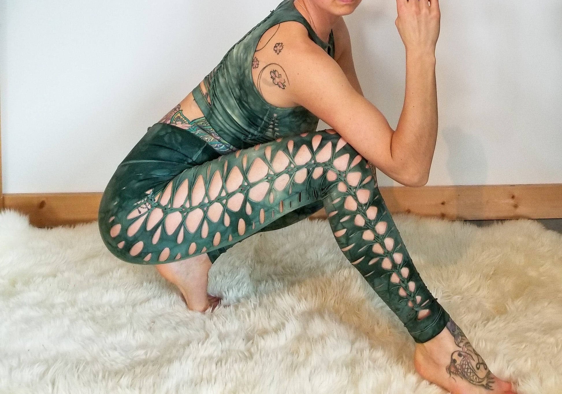 Sage Yoga leggings Hand Dyed __etsy:2973029261