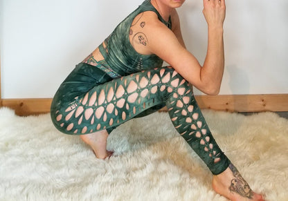 Sage Yoga leggings Hand Dyed __etsy:2973029261
