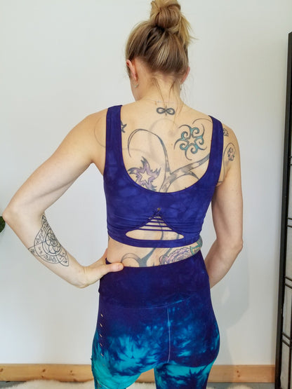 Power Berry Reversible Lace Up Crop Top Open back Yoga Tank __etsy:2975185381