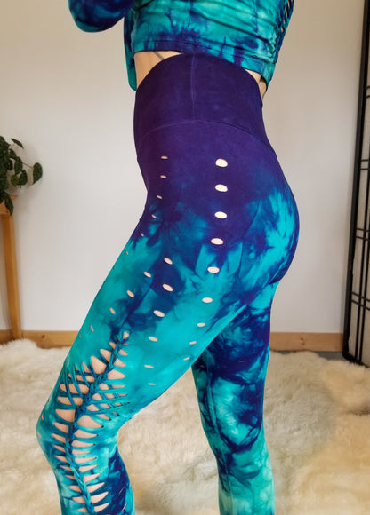 Hand Dyed Braided Leggings: Purple Jade Cotton Yoga Pants __etsy:2975198963