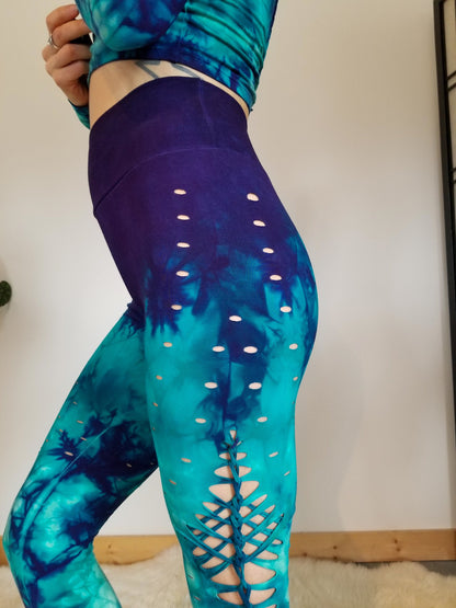 Hand Dyed Braided Leggings: Purple Jade Cotton Yoga Pants __etsy:2975199979