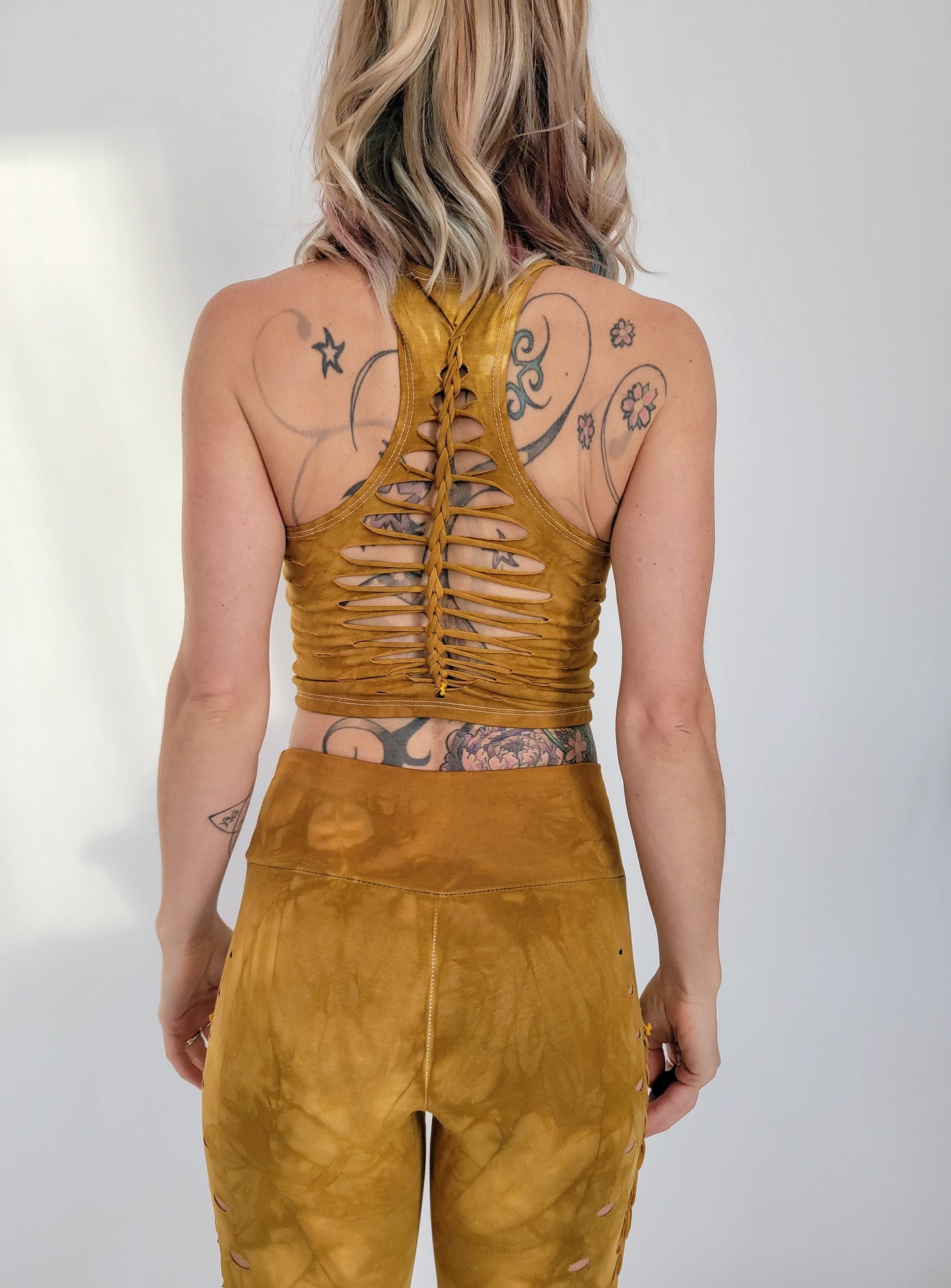 AMBER Crop top Hand dyed Yoga Slit weave Fire hula hoop