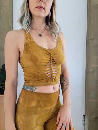 AMBER Crop top Hand dyed Yoga Slit weave Fire hula hoop