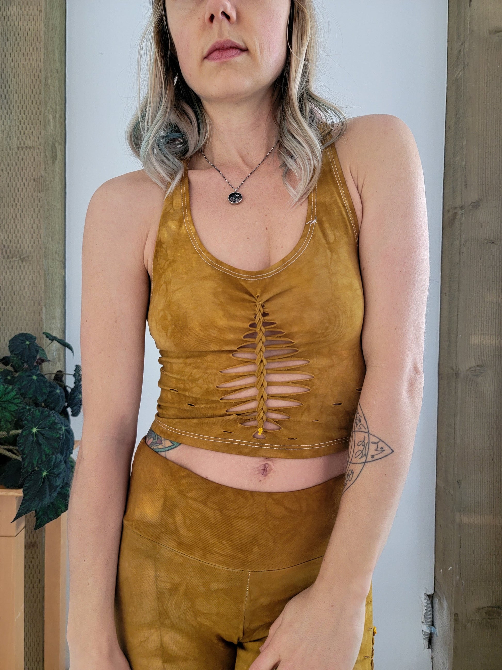 AMBER Crop top Hand dyed Yoga Slit weave Fire hula hoop __etsy:3584109280