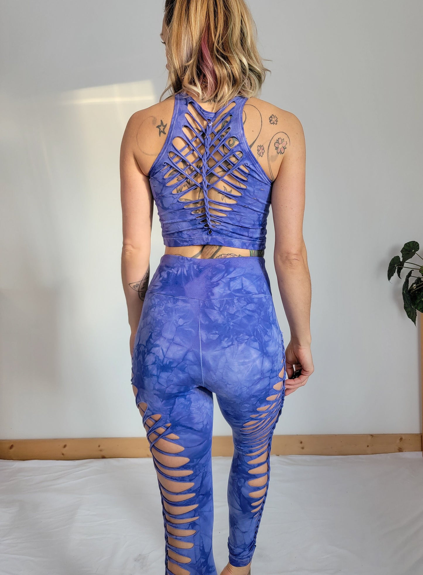 Lavender Crop top Hand dyed Yoga Slit weave Fire hula hoop __etsy:3584166612