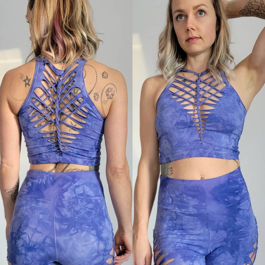 Lavender Crop top Hand dyed Yoga Slit weave Fire hula hoop