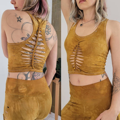 AMBER Crop top Hand dyed Yoga Slit weave Fire hula hoop