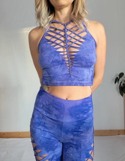 Lavender Crop top Hand dyed Yoga Slit weave Fire hula hoop