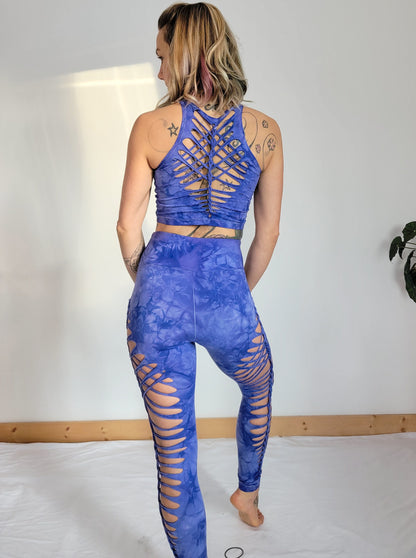 Lavender Crop top Hand dyed Yoga Slit weave Fire hula hoop