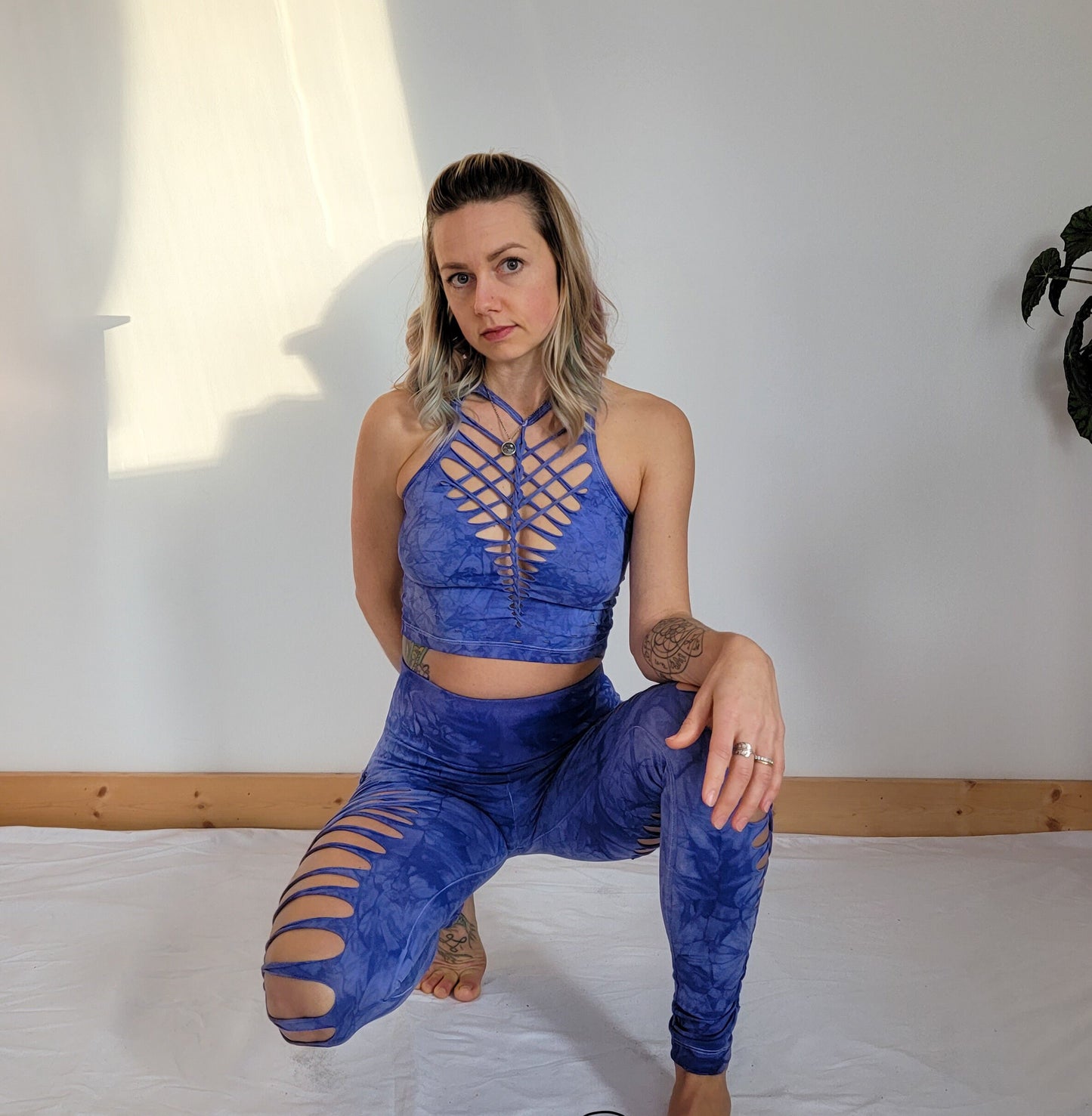 Lavender Crop top Hand dyed Yoga Slit weave Fire hula hoop __etsy:3631785061