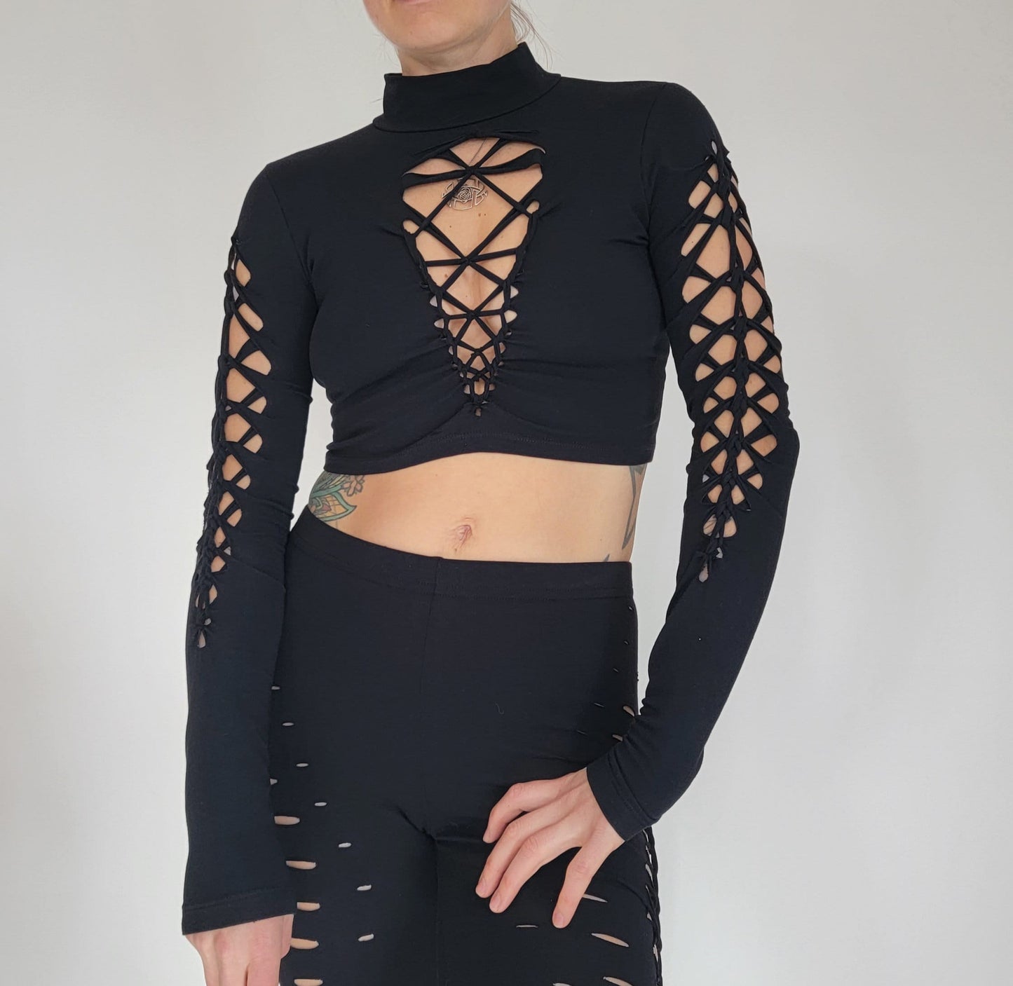 Mock Neck crop Braided Shirt/Festival//Yoga//Boho __etsy:3649353442