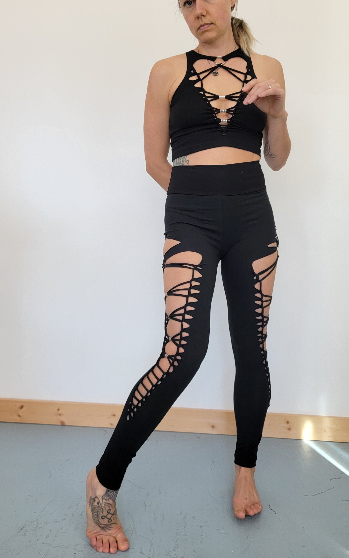 Lucid Braided Yoga Leggings, festival clothing, hoop fashion, ripped leggings, womens leggings