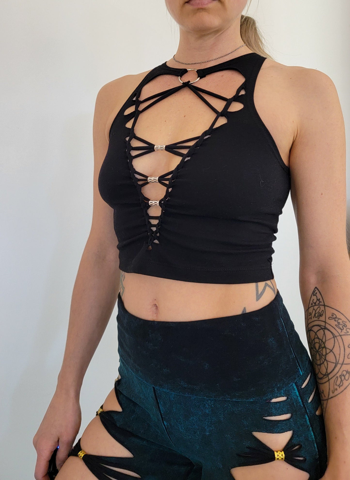 Lucid Braided Crop Tank Top, crop tank, festival shirt, pole dance, slit weave, hoop fashion