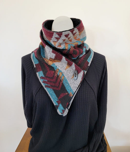 Purple, black, gray Southwest Adventure Snap Scarf