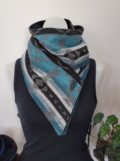 Teal and Black Southwest Adventure Snap Scarf