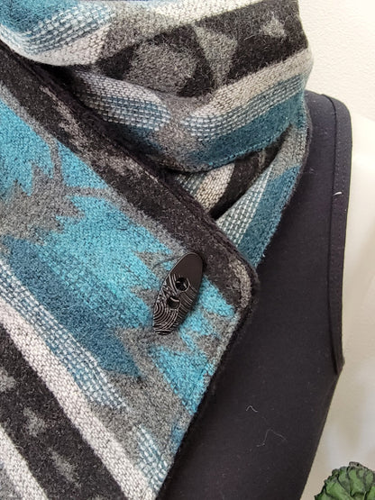 Teal and Black Southwest Adventure Snap Scarf