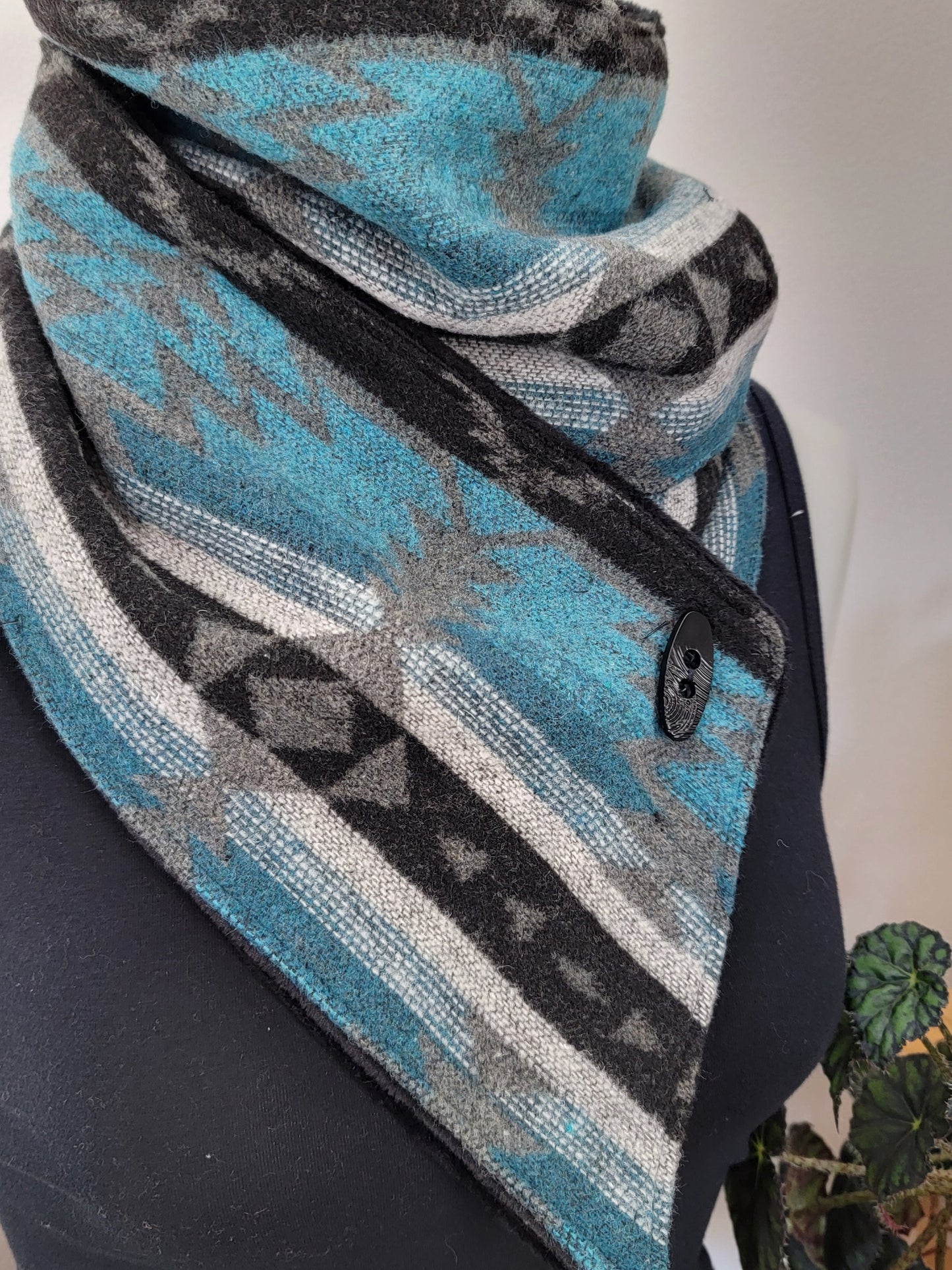 Teal and Black Southwest Adventure Snap Scarf