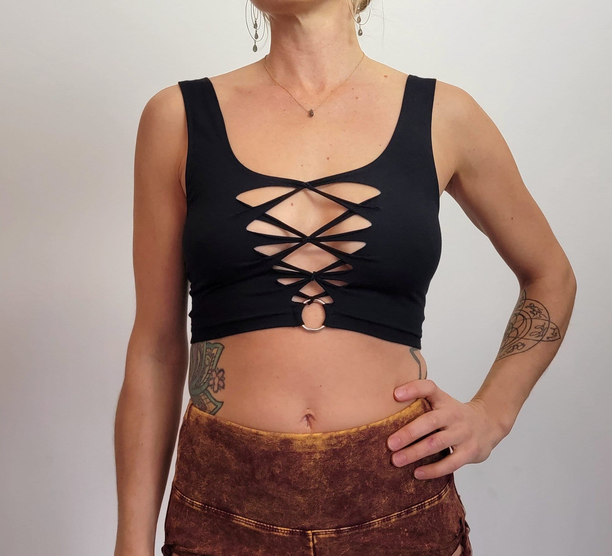 Trix Braided Crop Tank with open back design