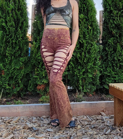 Acid Wash Flares Yoga Pants, ripped pants, gift for her