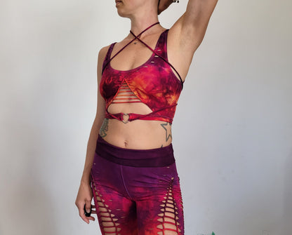 Lion Heart Crop Top Open back Yoga Tank Slit Weave __etsy:5133202578