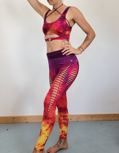 Hand Dyed Lion Heart Leggings: Braided Slit Weave, Fire Safe __etsy:5136382480