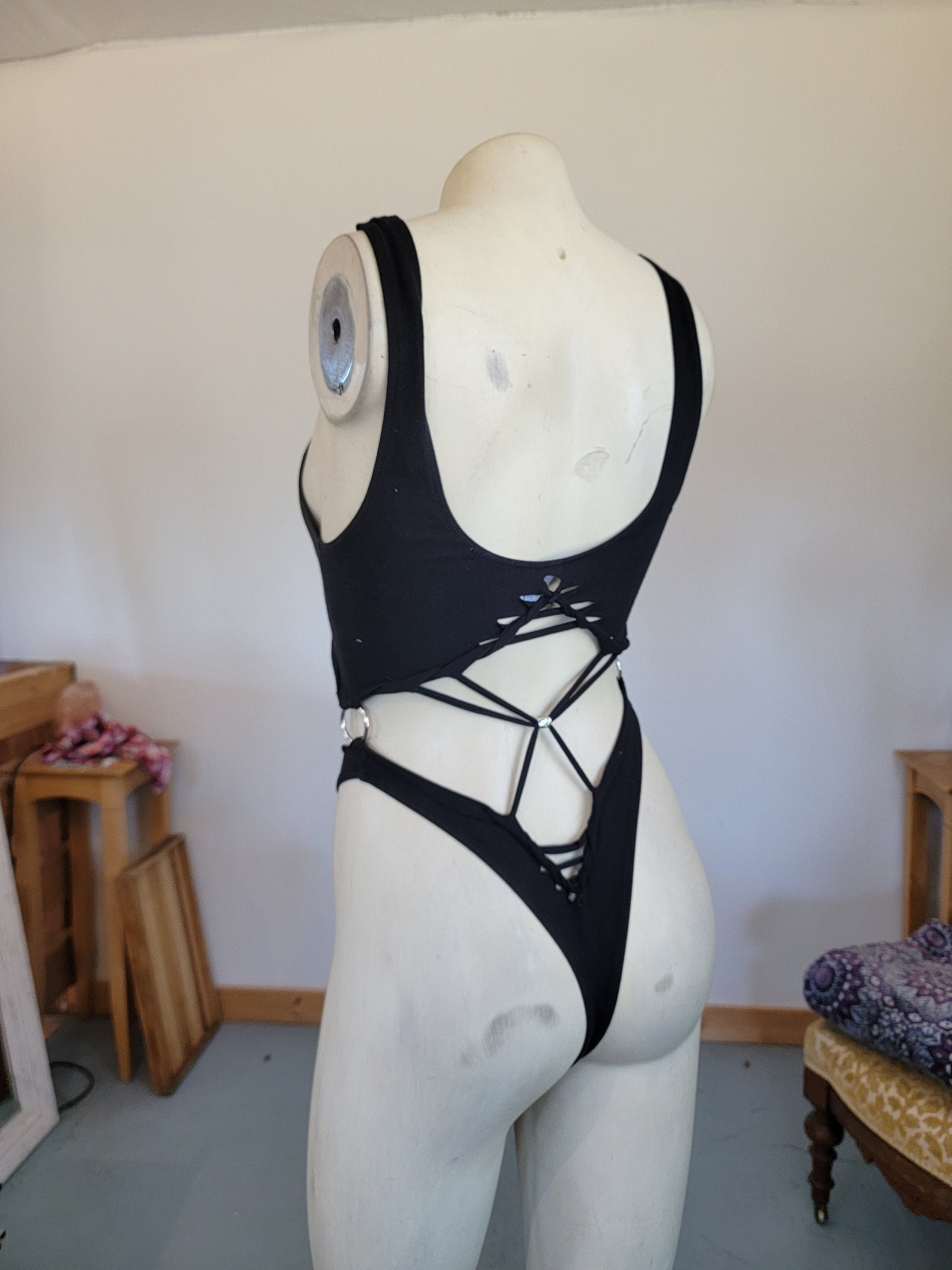 DRAGONESS Braided bodysuit Yoga, Festival, dance, pole, hoop fashion, slit weave __etsy:5144374374