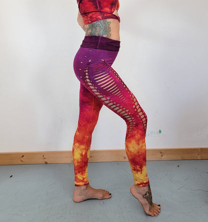 Hand Dyed Lion Heart Leggings: Braided Slit Weave, Fire Safe __etsy:5184602547