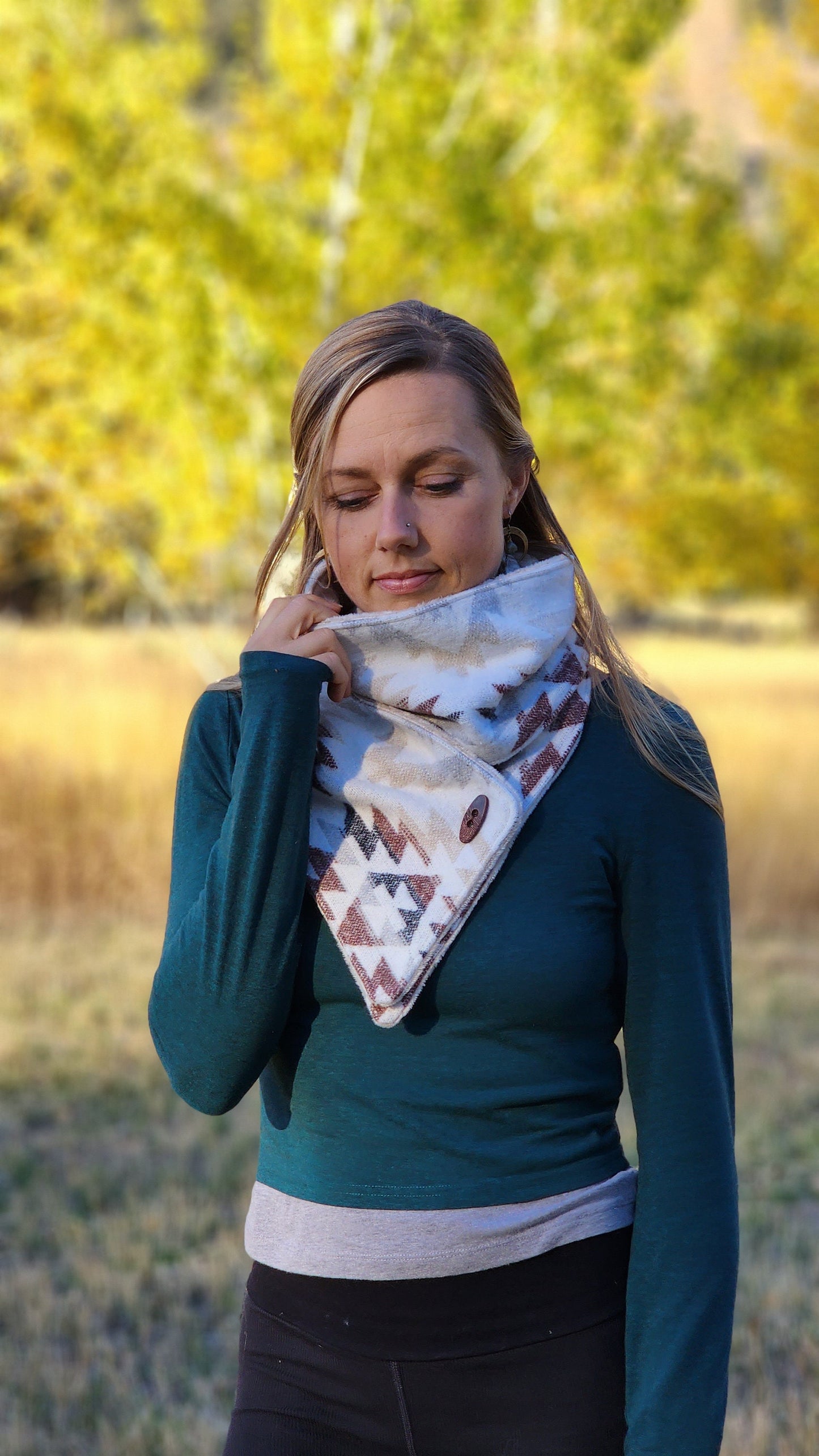 White and Brown Adventure Scarf unisex scarf, gift for her, wrap scarf