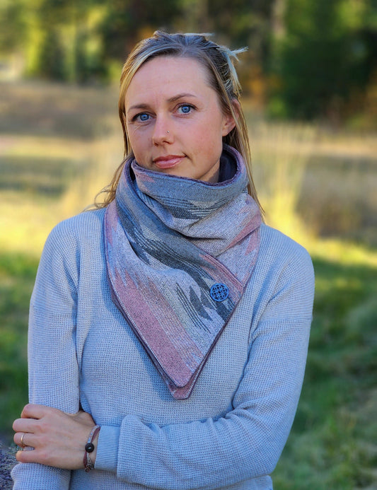 Soft Gray and pink Southwest Adventure Scarf unisex scarf, gift for her, wrap scarf