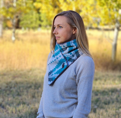 Creamy blue Southwest Adventure Scarf unisex scarf, gift for her, wrap scarf