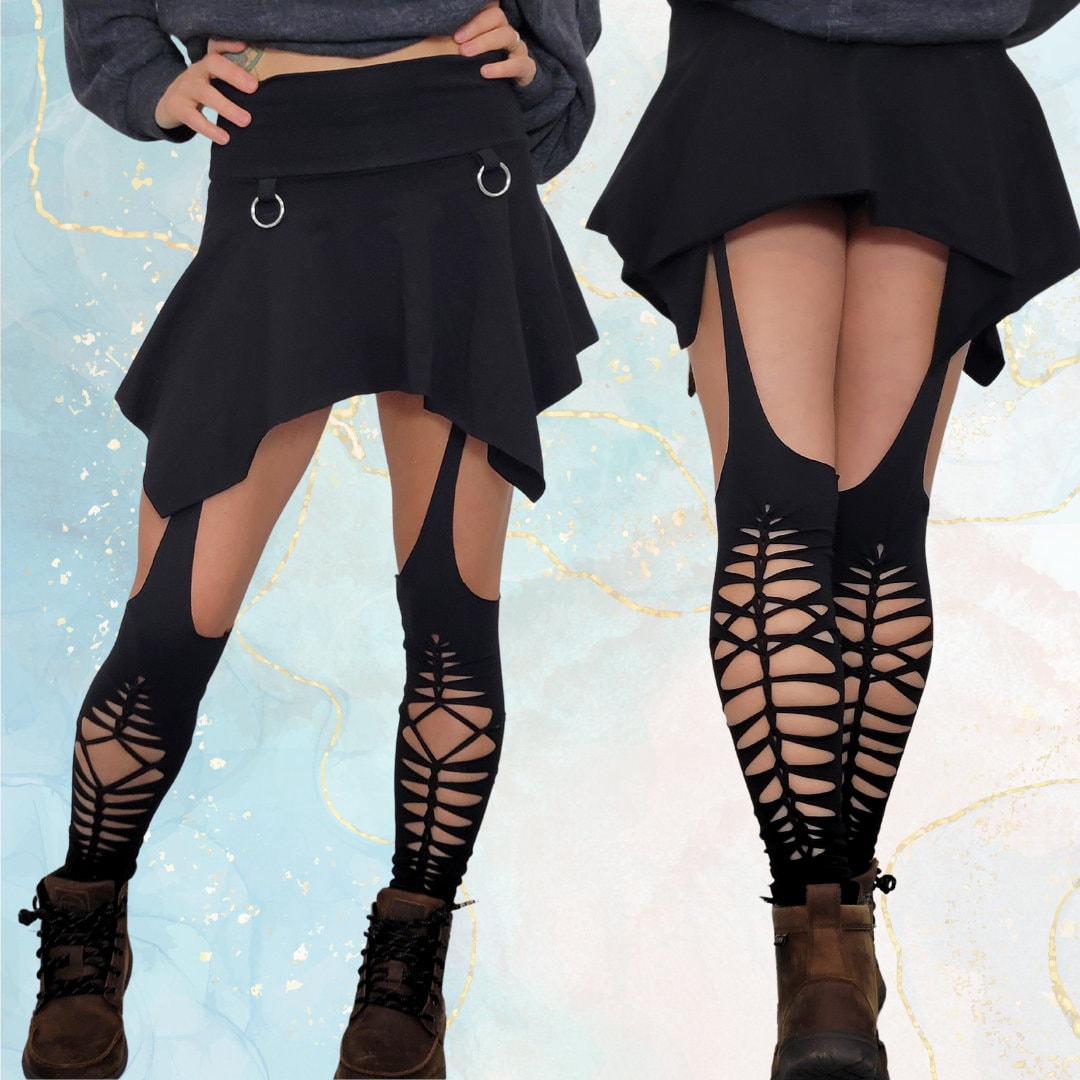 Braided Garter leg warmers, slit weave thigh highs ,festival clothing, hoop fashion, ripped leggings