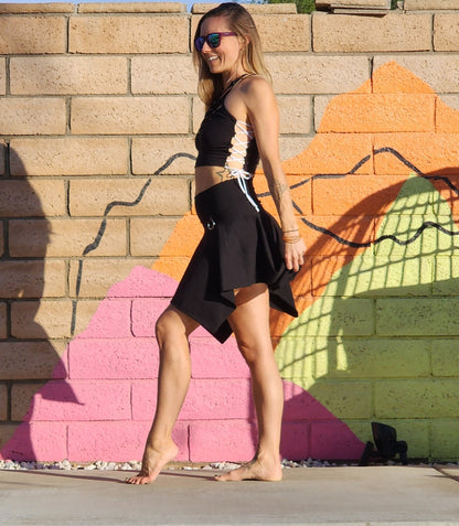 Laced up Braided Crop Tank Top, crop tank, festival shirt, pole dance, slit weave, hoop fashion