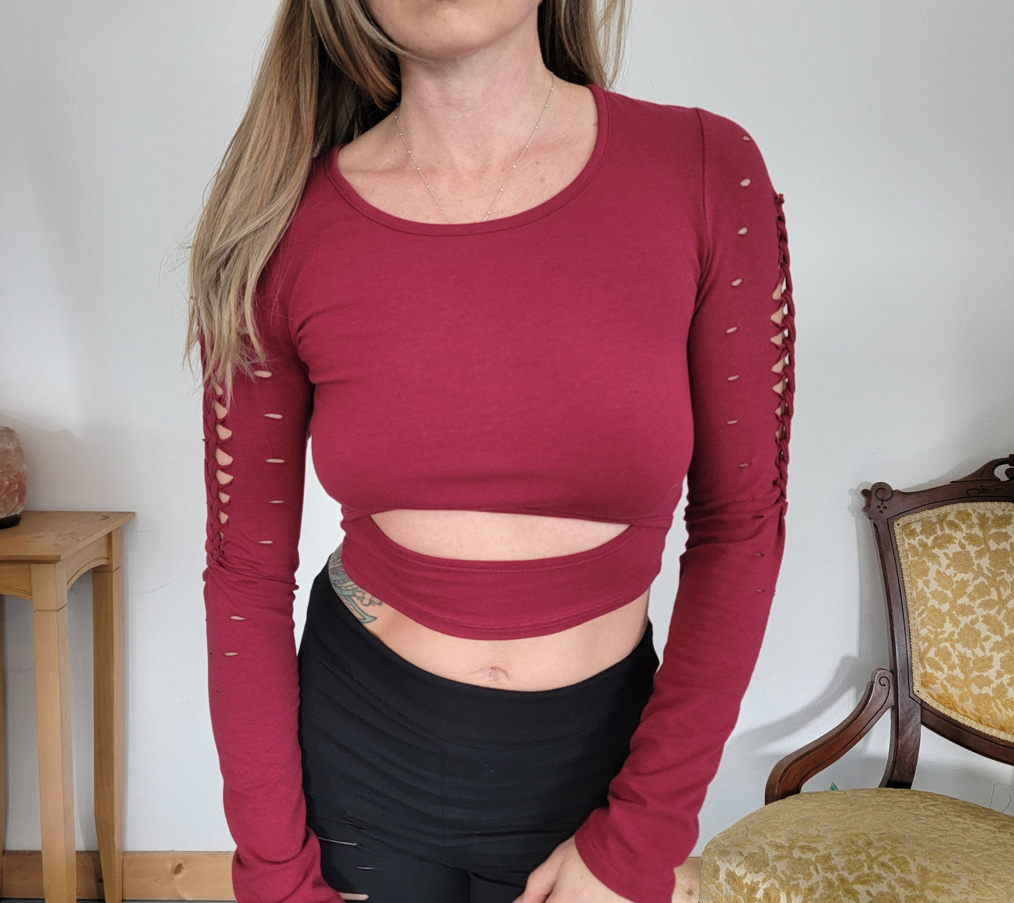 Serenity Peekaboo crop Braided Shirt/Festival//Yoga//Boho __etsy:5743858402