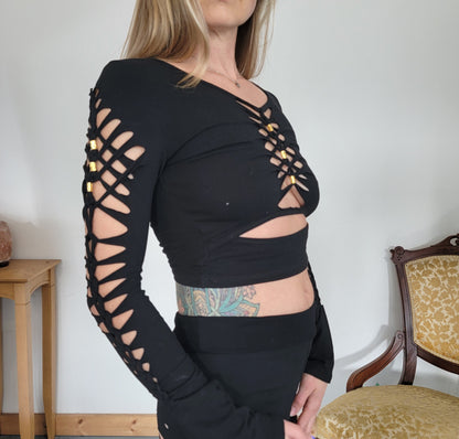 Serenity II Peekaboo crop Braided Shirt/Festival//Yoga//Boho