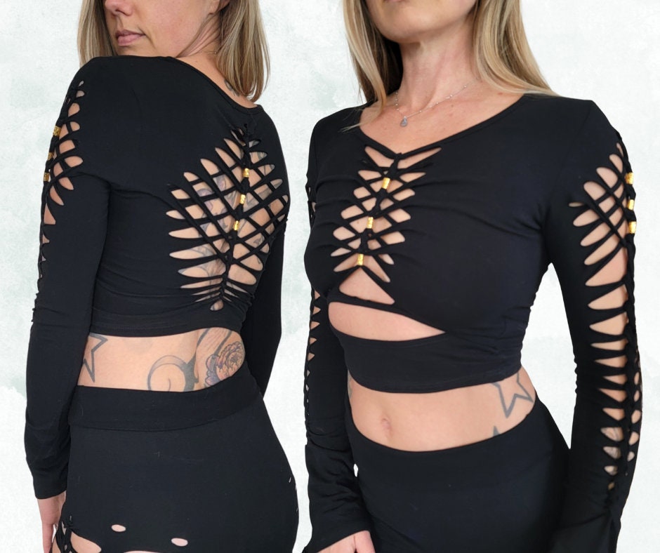Serenity II Peekaboo crop Braided Shirt/Festival//Yoga//Boho