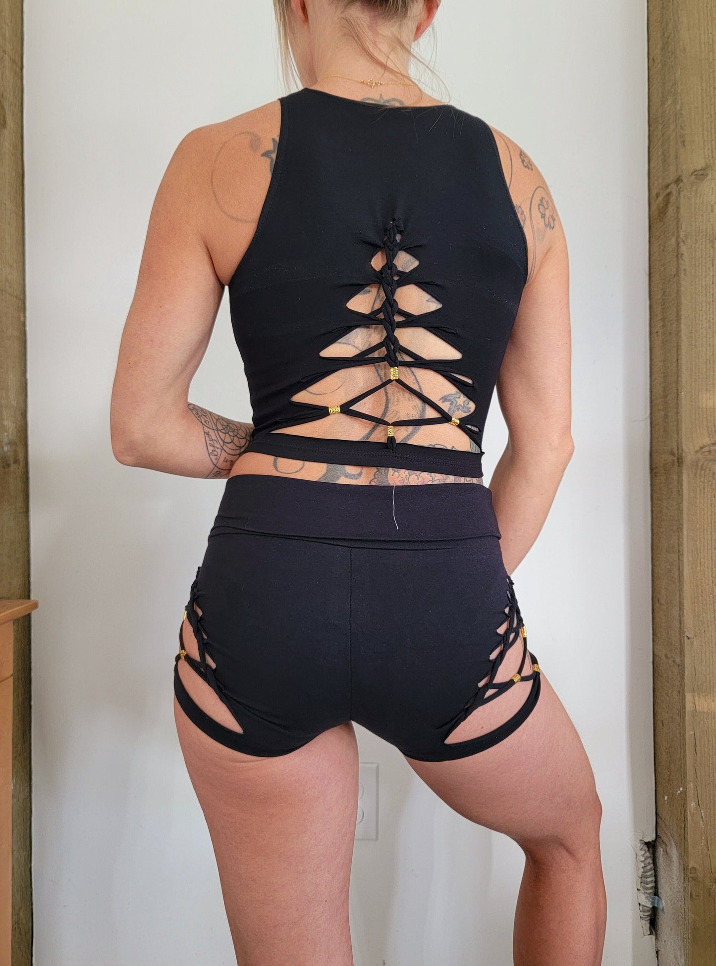 Bliss Braided Crop Tank Top, crop tank, festival shirt, pole dance, slit weave, hoop fashion