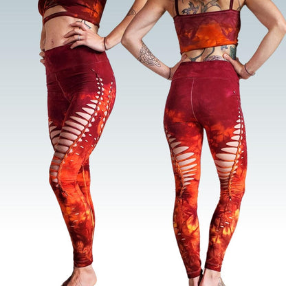 Sunset Fire Yoga leggings Hand Dyed __etsy:6313540206
