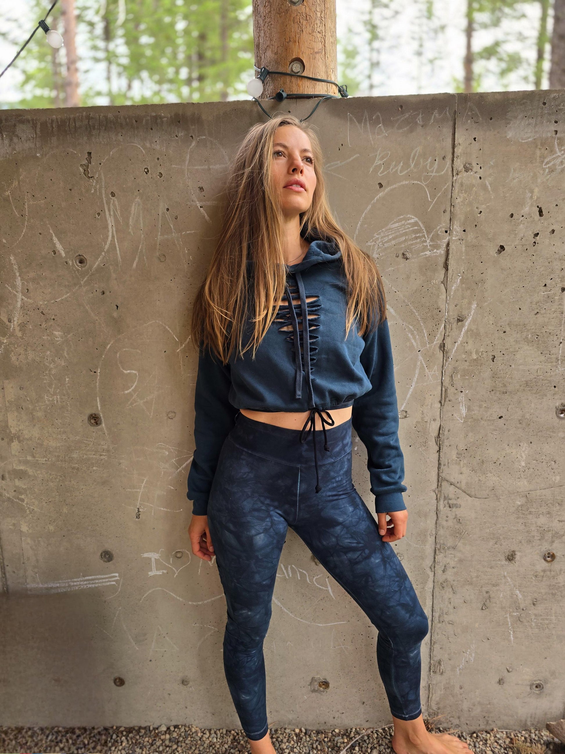 Sliced Crop Hoodie: Tie Waist Fleece Festival Top __etsy:6315921350