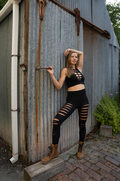 Lyra Sliced Leggings: Braided Ripped Festival Fashion __etsy:6321908518