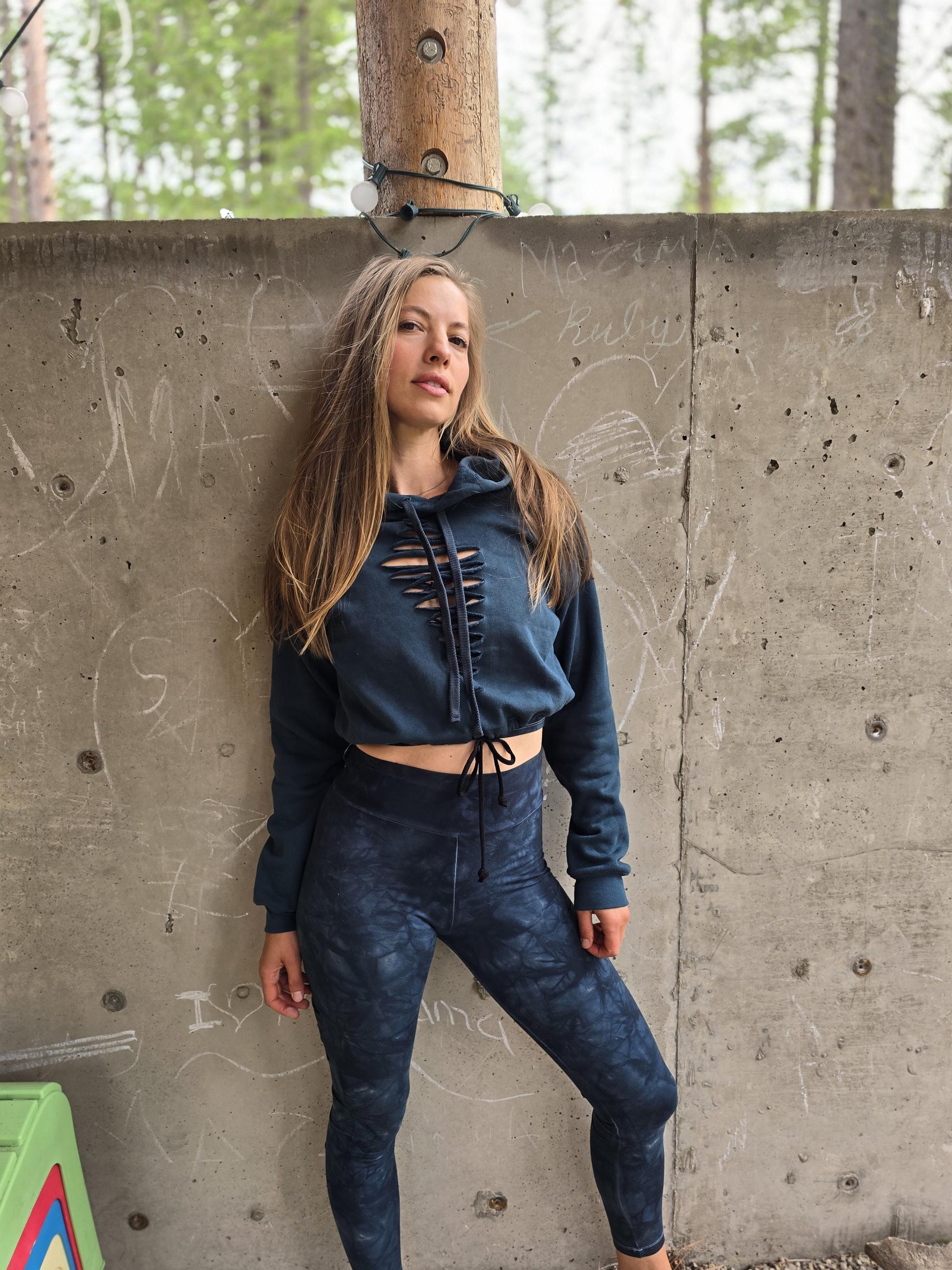 Sliced Crop Hoodie: Tie Waist Fleece Festival Top __etsy:6363984377