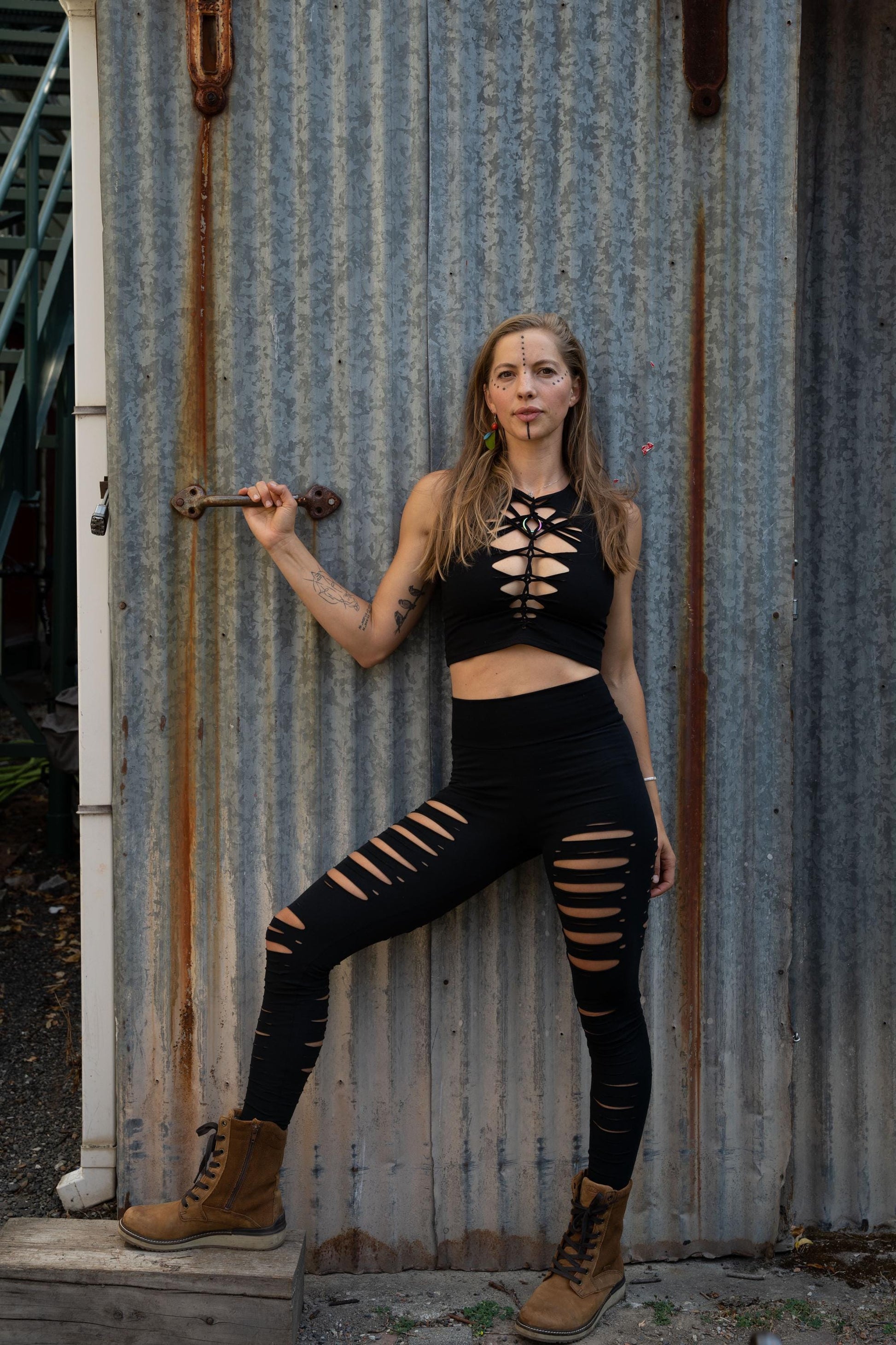 Lyra Sliced Leggings: Braided Ripped Festival Fashion __etsy:6369969511