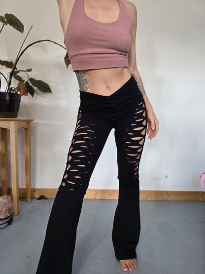Sequoia Crossover Flares Yoga Pants, ripped pants, gift for her, festival, rave, fire safe __etsy:6421854153