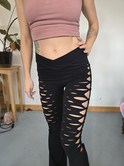 Sequoia Crossover Flares Yoga Pants, ripped pants, gift for her, festival, rave, fire safe __etsy:6421854157
