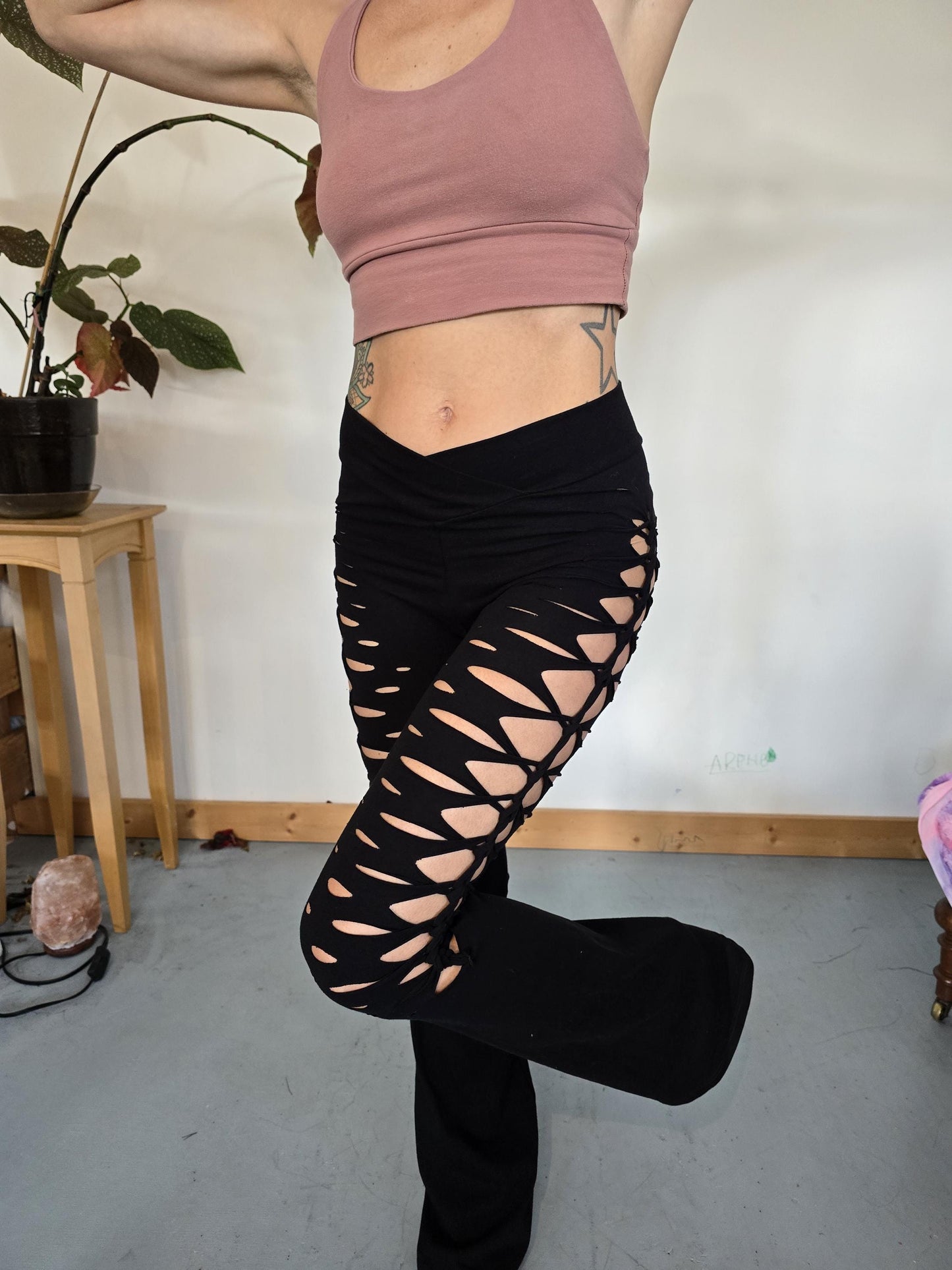 Sequoia Crossover Flares Yoga Pants, ripped pants, gift for her, festival, rave, fire safe __etsy:6421854321