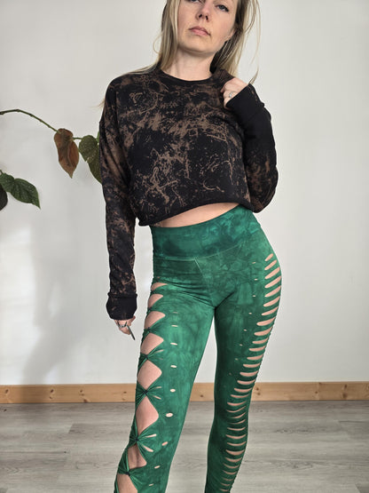 Bleach Wash Crop Hoodie: Wild Fire Design, Raw Edge Sweatshirt __etsy:6652141229
