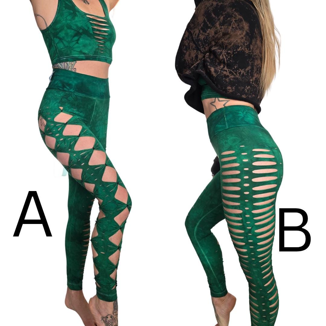 Malachite Hand-Dyed Braided Leggings