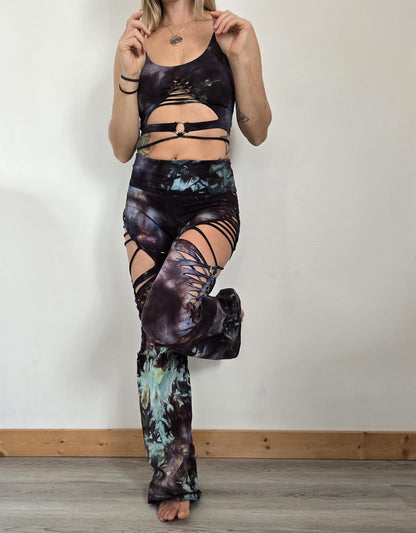 Ice Dye Kaleidoscope Ripped Flare Yoga Pants: Festival Rave Wear __etsy:6747161882