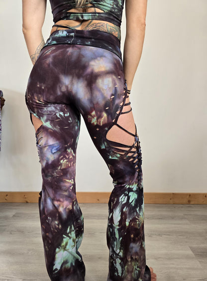 Ice Dye Kaleidoscope Ripped Flare Yoga Pants: Festival Rave Wear __etsy:6795188679