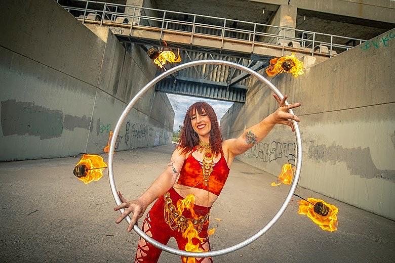 FIRE Crop top Hand dyed Yoga Slit weave Fire hula hoop __etsy:6813533176