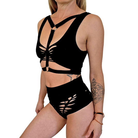 Obsidian Harness Crop Tank Top Reversible